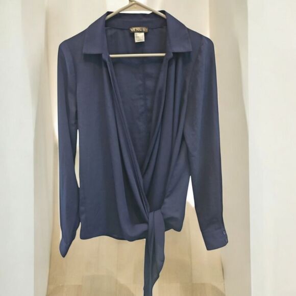 Venus Wrap blouse Blue sz 4 - Picture 1 of 6